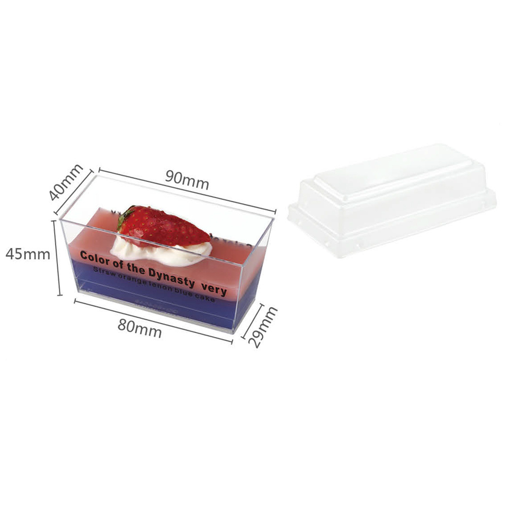 Wholesale food grade ps safety material square plastic dessert container with lid