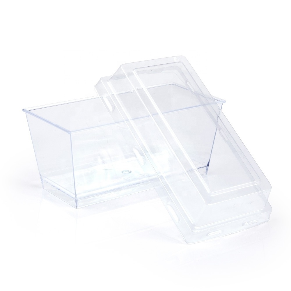 Wholesale food grade ps safety material square plastic dessert container with lid