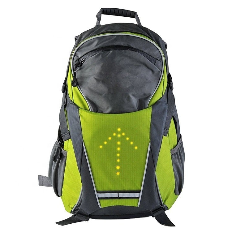 Wholesale night outdoor cycling safety turn signal LED reflective light smart display screen led bag backpack