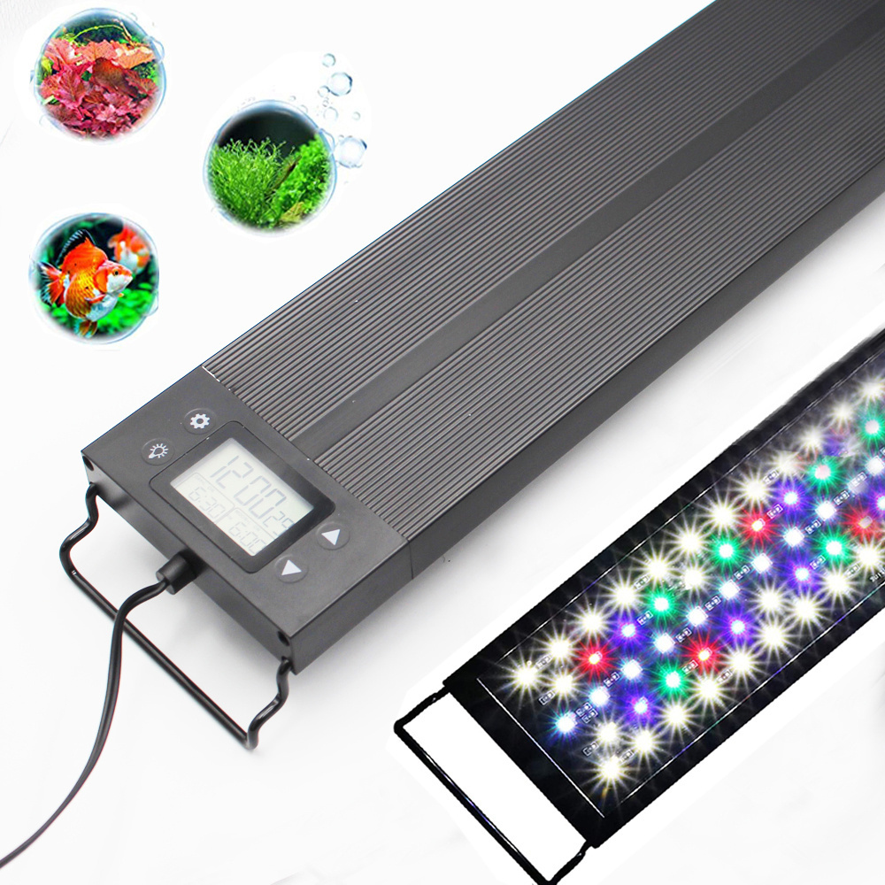 Auto On Off LED Aquarium Light Extendable 42-48 Inches 7 Colors Full Spectrum Light Fixture for Freshwater Build in Timer