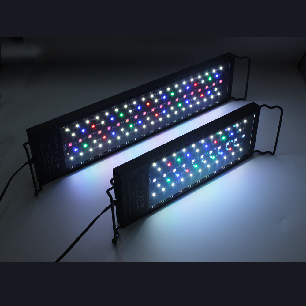 Auto On Off LED Aquarium Light Extendable 42-48 Inches 7 Colors Full Spectrum Light Fixture for Freshwater Build in Timer