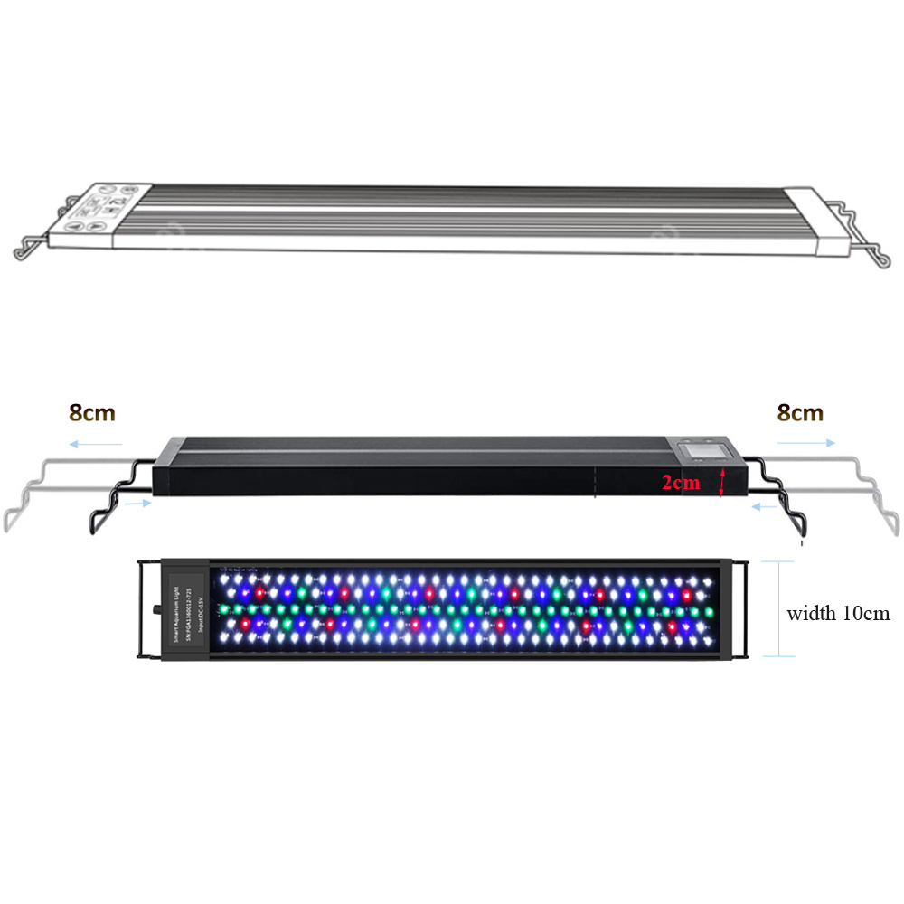 Auto On Off LED Aquarium Light Extendable 42-48 Inches 7 Colors Full Spectrum Light Fixture for Freshwater Build in Timer