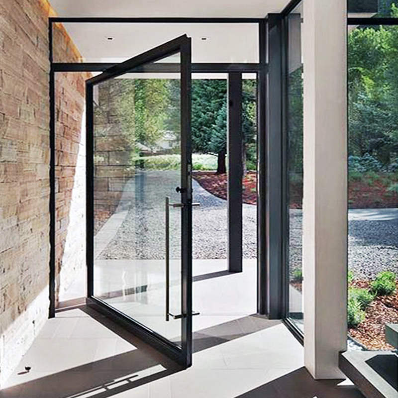 Forster profile Steel Door Frame Pivot Entry Doors Modern Tempered Glass Oversized Entry Doors for houses