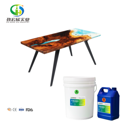 Clear Epoxy Resin Spray Liquid on Table Top Epoxy Resin AB Glue for Wood Table River/Countertops Wooden