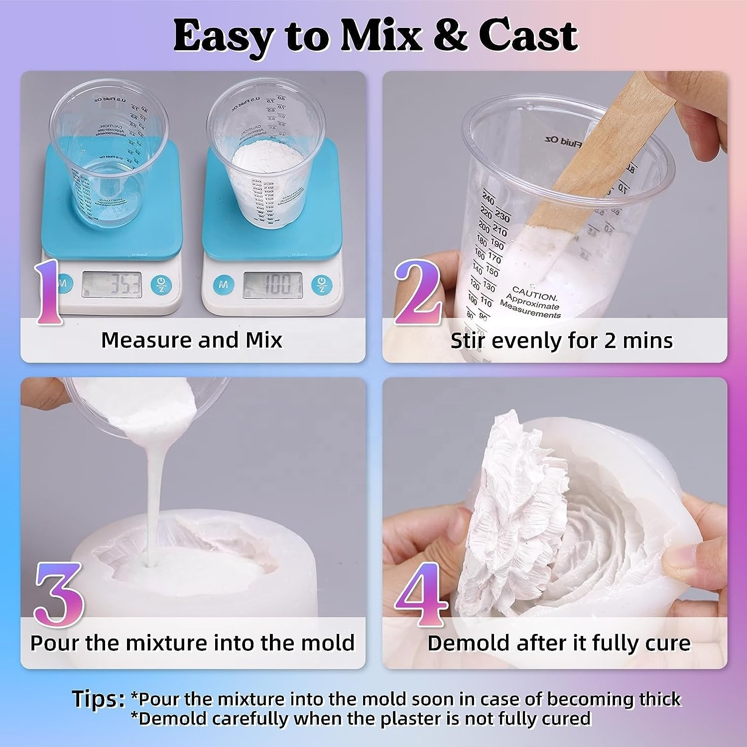 Easy Mixing Water Activated Plaster Resin Casting Powders Fast Cured Casting Resin Kit for Resin Molds