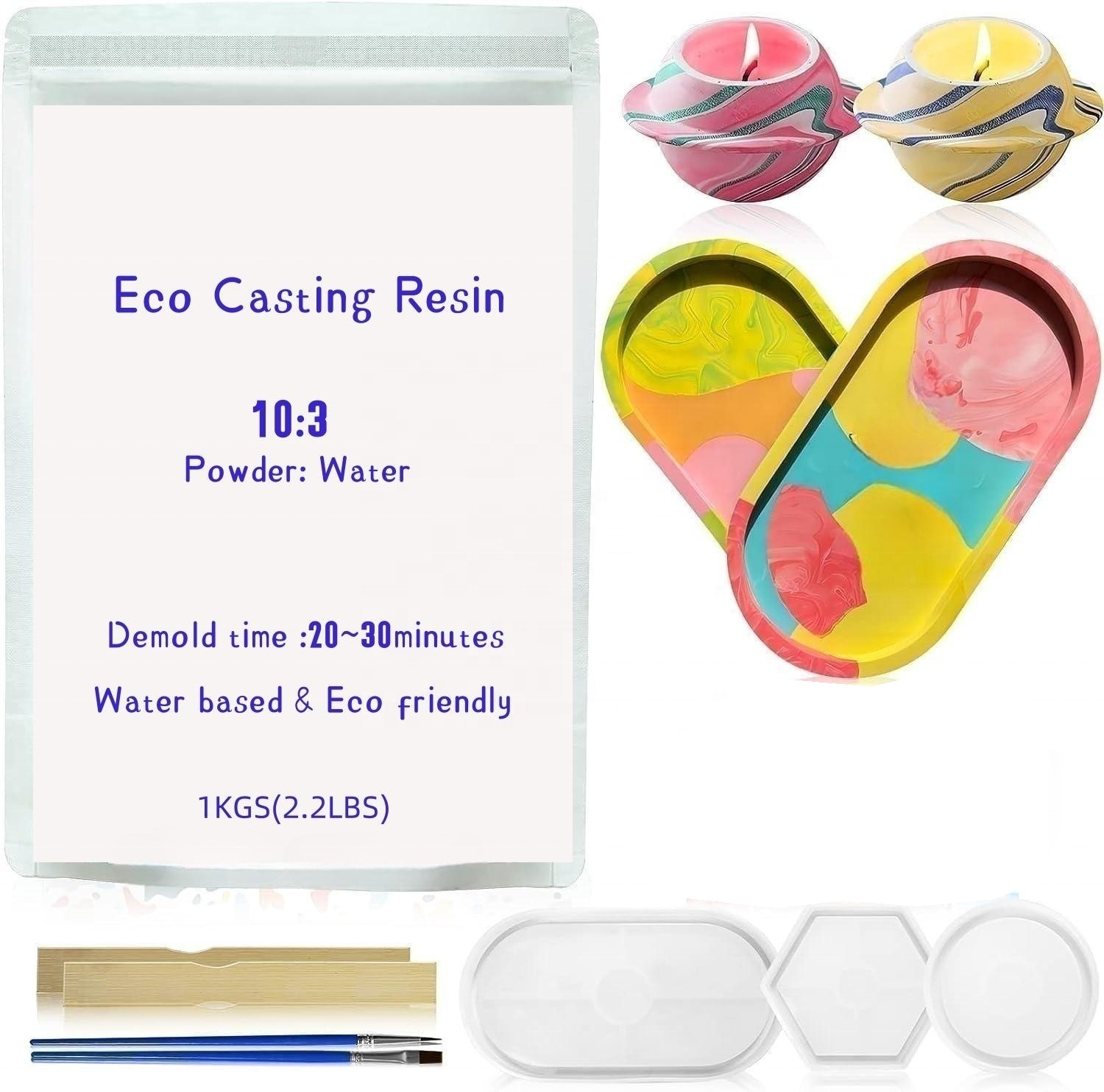 ECO Resin Casting Powders 1000g Fast Cured Casting Resin Kit for Beginner Water Activated Plaster Powder