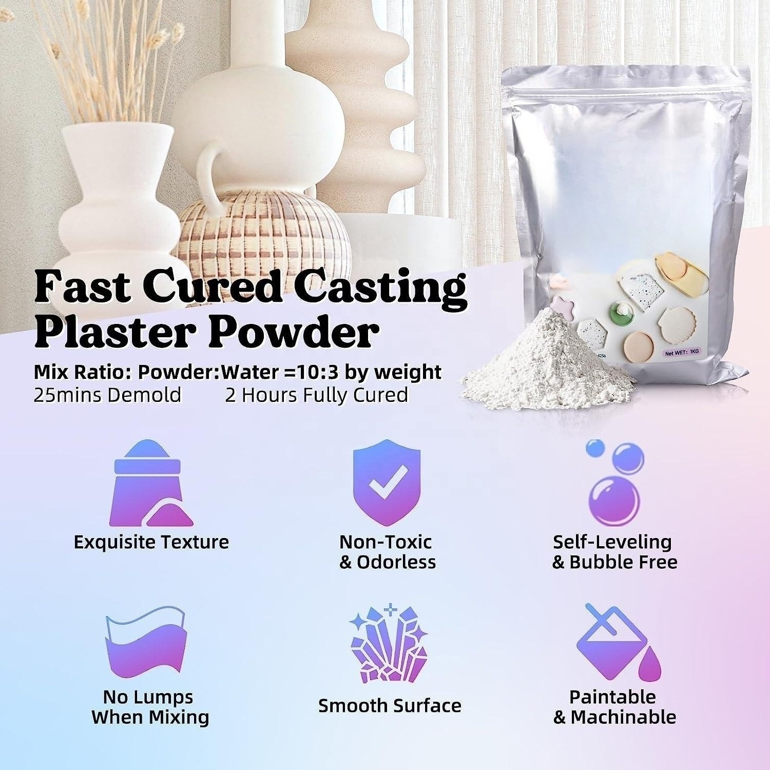 Easy Mixing Water Activated Plaster Resin Casting Powders Fast Cured Casting Resin Kit for Resin Molds