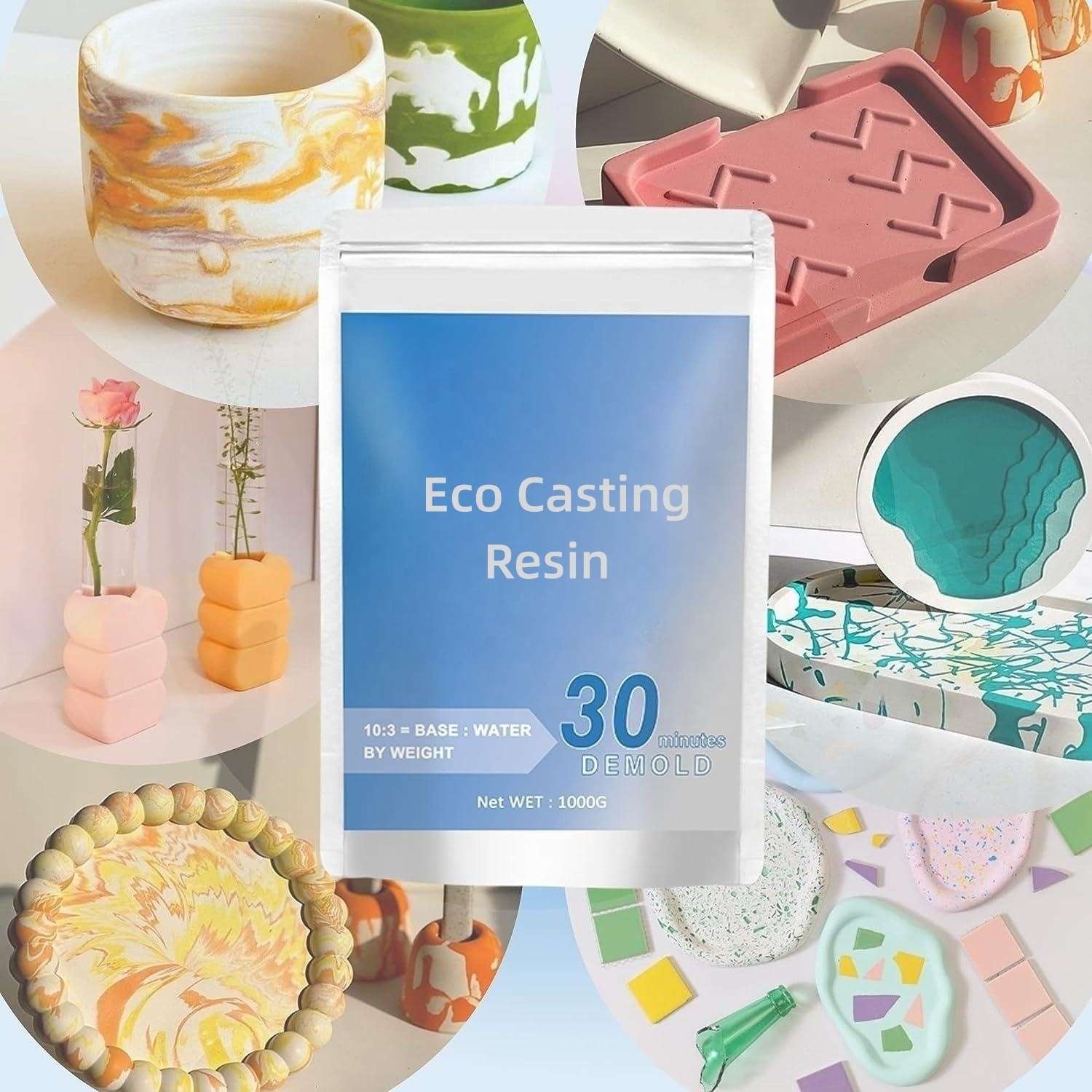 ECO Resin Casting Powders 1000g Fast Cured Casting Resin Kit for Beginner Water Activated Plaster Powder