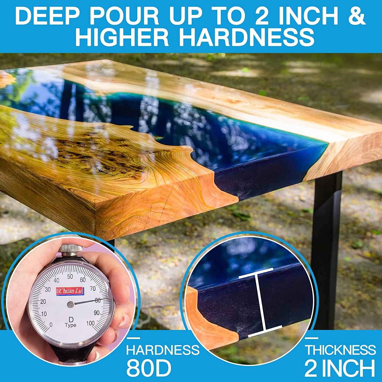 Epoxy Resin Kit, Crystal Clear Deep Pour Epoxy Resin for River Tables, Live Edge and Wood Filler