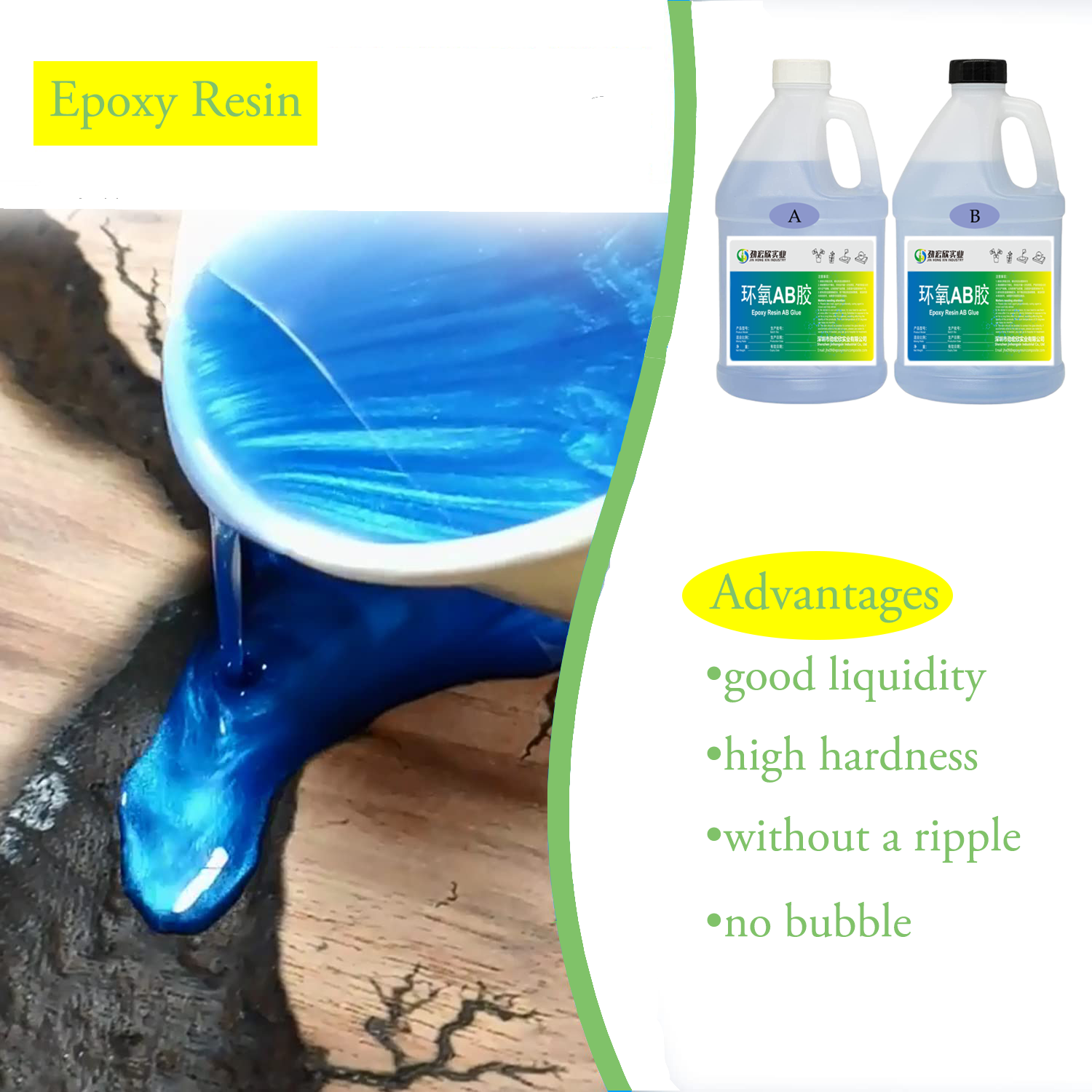 Resin Epoxy and Hardener 2.1 Crystal Clear Epoxy Resin for Casting/Countertops/Table Top/River Table