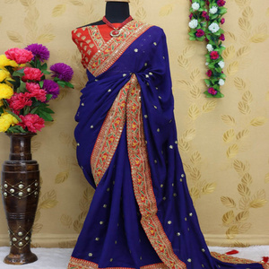 Look gorgeous in our net embroidery thread work sarees with printed unstitched blouse designs wholesale price