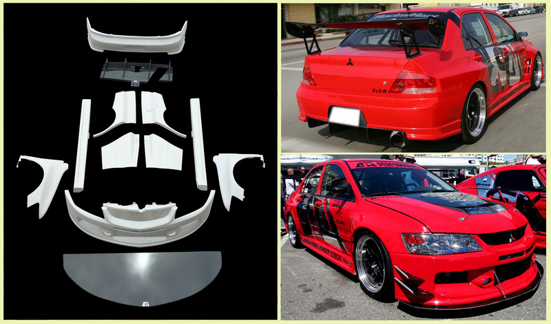 fiber glass car parts for EVO 8 9 AP Style full Wide Body kit front bumper lip