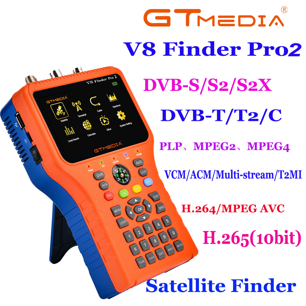 GTMEDIA V8 Finder Pro2 DVB-S2/T2/C Digital Satellite Receiver 1080P Satfinder Battery 2.4G Wifi 4.3inch LCD Screen Signal Finder