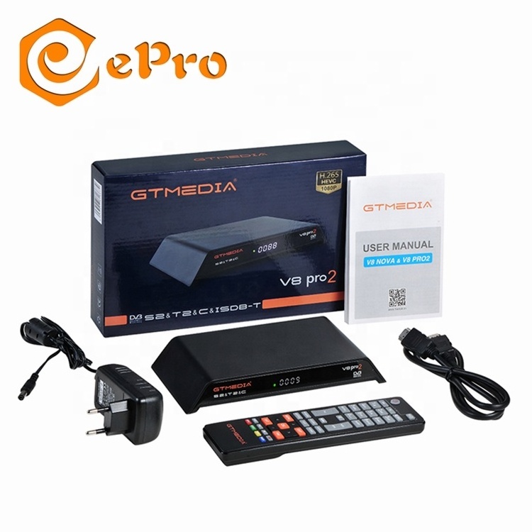 GTmedia V8 Pro2 Satellite TV Receiver HD 1080P DVB S2+DVB T2+Cable/ISDB-T Built-in WiFi Double Tuner Satellite Receiver