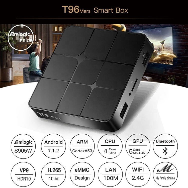 Factory T96 Mars S905W 2G 16G tv box Android 7.1 Amlogic s905w with Quad core Smart Android set top box T96mars