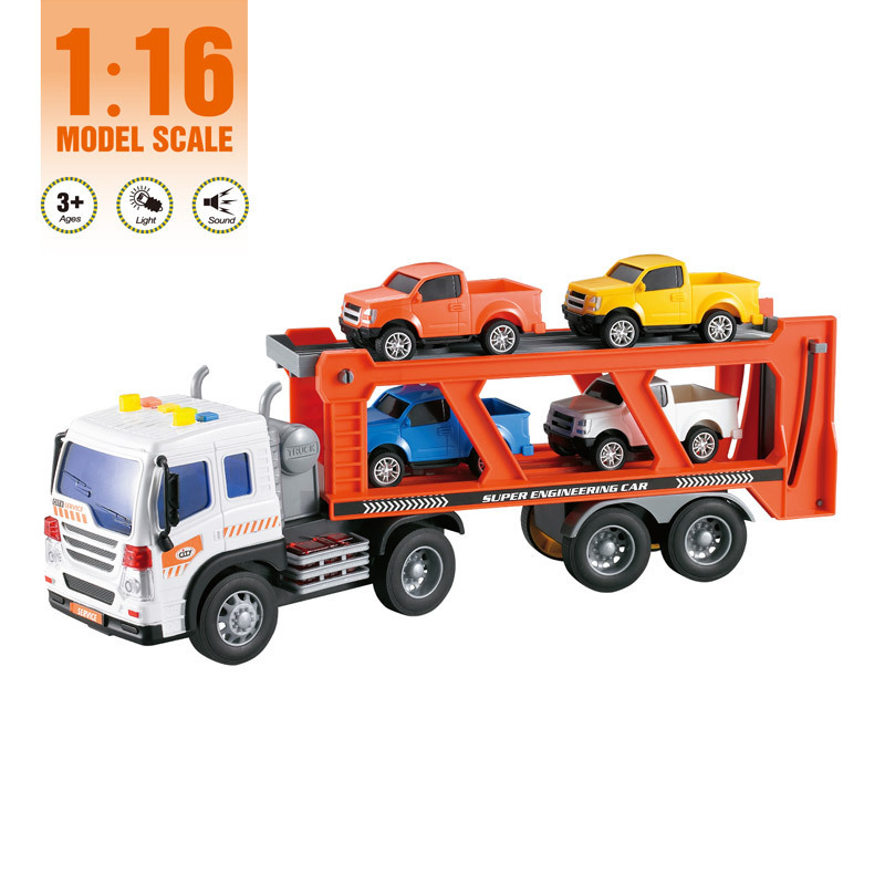 Hot sale 1 16 friction truck toy  friction toy vehicles container truck toys with 4 pcs mini trucks