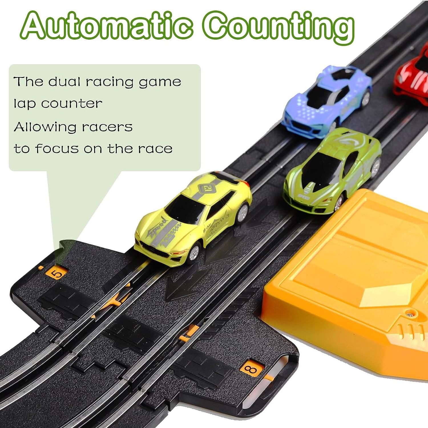 EPT 1:64 Unisex Digital Car Toy Electric High Speed Vehicle Slot Car Race Track Sets Slot Toys for Adults