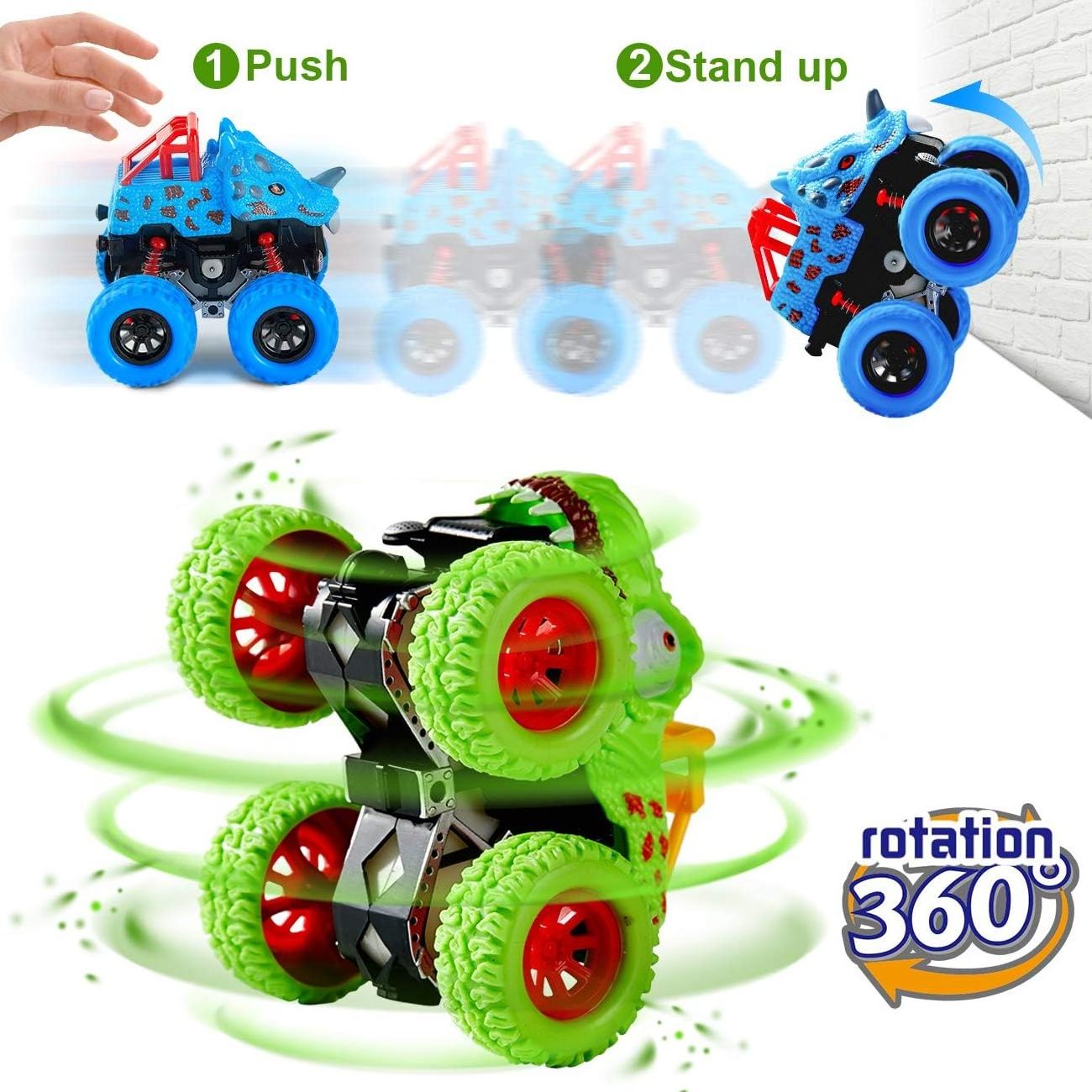 EPT 12PCS Multi-style Mini Dinosaur Friction Car Toy Simulation Swing Dino Inertia Vehicle Pull Back Car Toy