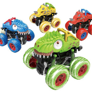 EPT 12PCS Multi-style Mini Dinosaur Friction Car Toy Simulation Swing Dino Inertia Vehicle Pull Back Car Toy