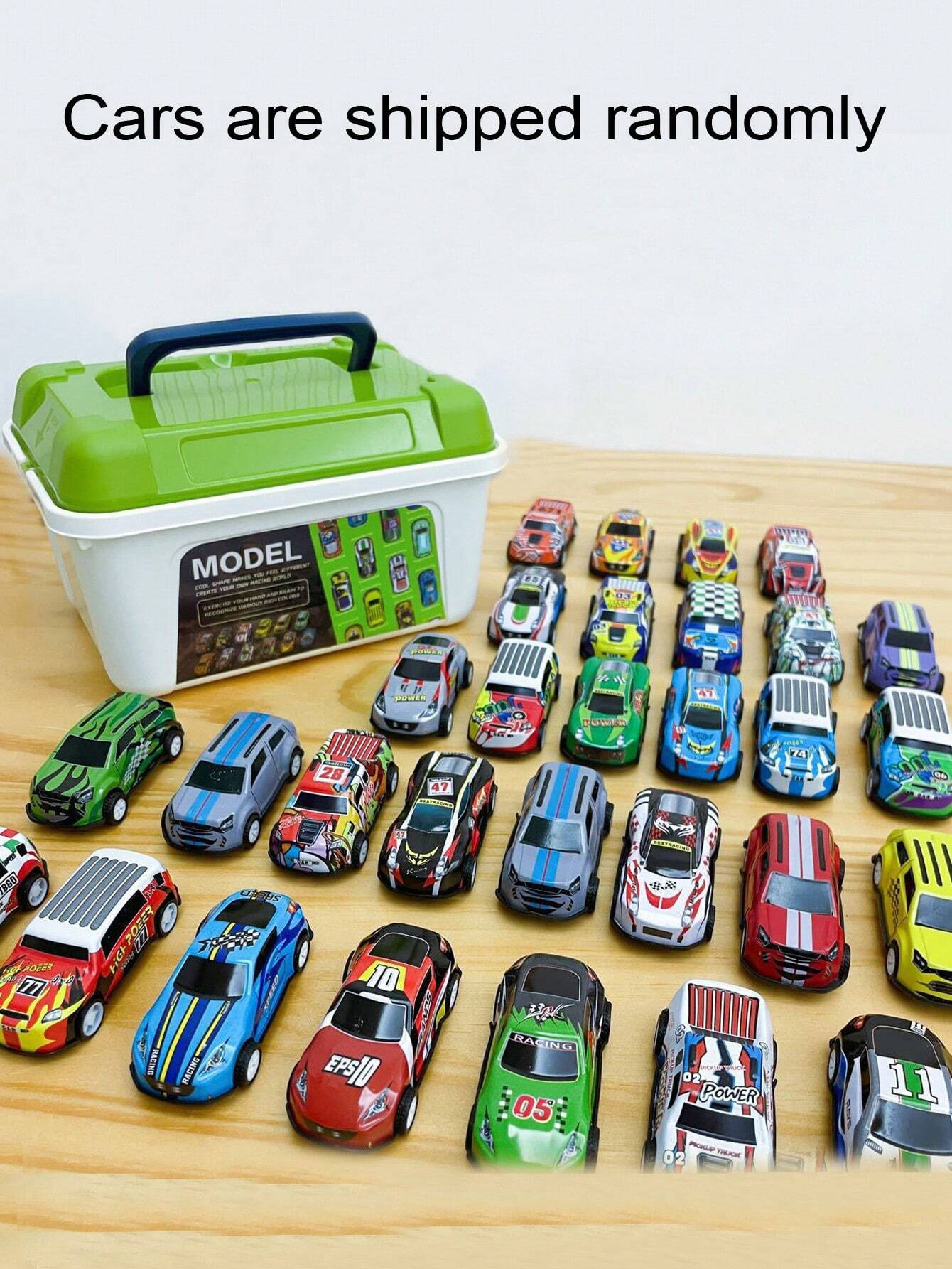 EPT Factory 30 Pack Alloy Mini Diecast Race Cars Pull Back Friction Toys Vehicles Cars with Storage Box