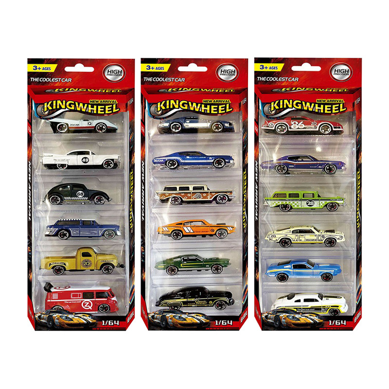 EPT Hot 6Pcs/Set King wheels 1:64 Scale Alloy Pull Back Diecast Toys Collection Vehicles Model Toys Car