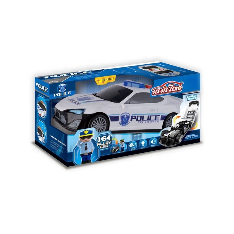 Ebay hot sale free wheel alloy police car toy with music and light