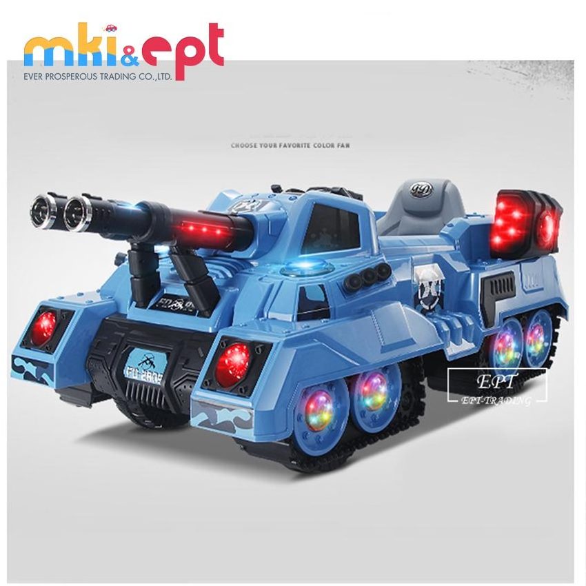 EPT Music Light Cool Ride On Kids Car 2.4G Remote Control Toy Army Tanks Military Rc Plastic Sets Ride On Army Tank For Kids