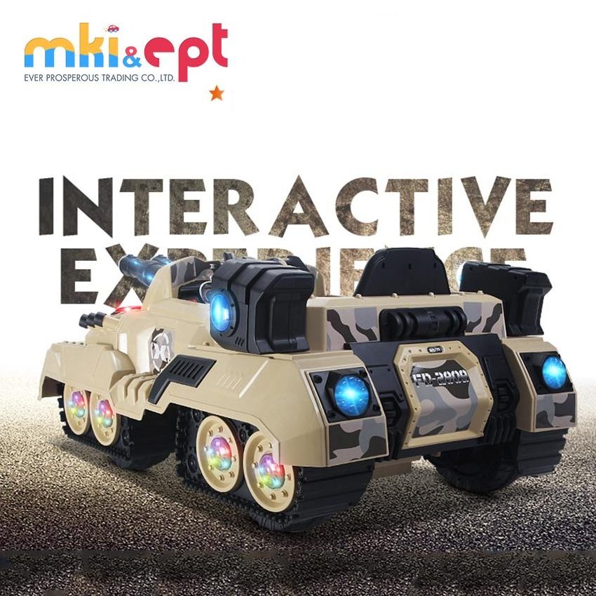 EPT Music Light Cool Ride On Kids Car 2.4G Remote Control Toy Army Tanks Military Rc Plastic Sets Ride On Army Tank For Kids