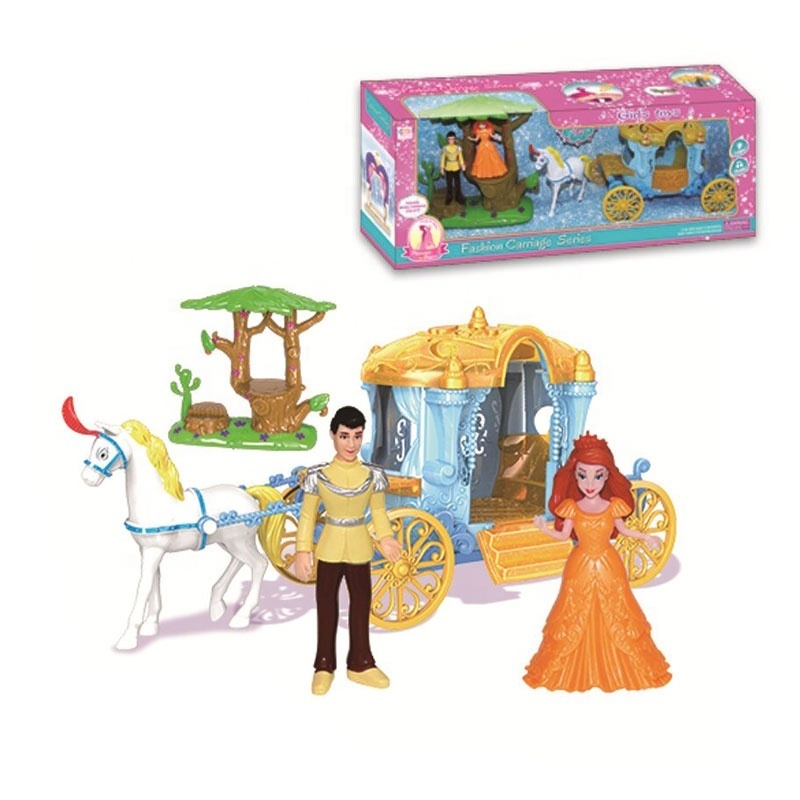 Girls Princess cinderella and prince carriage toy with light and music