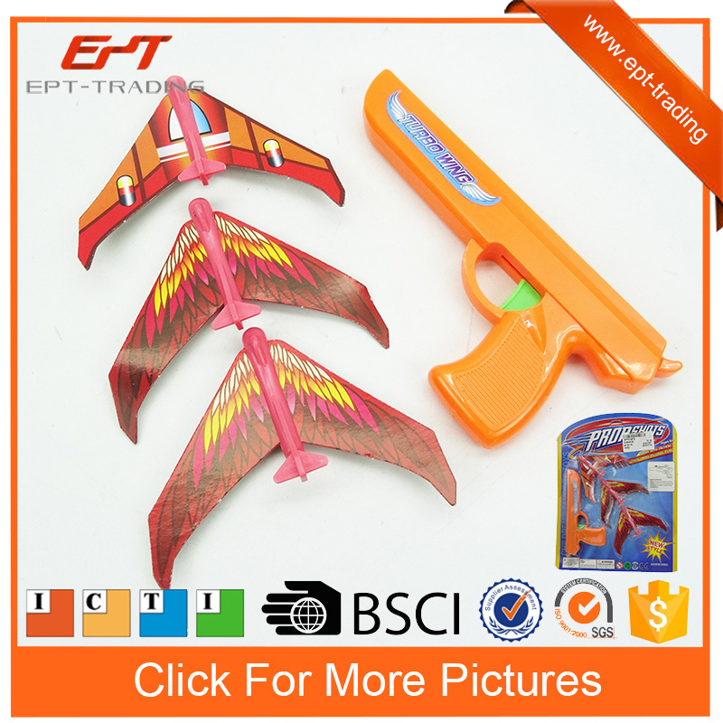 EPT Plastic mini rubber band glider flying plane shoot gun toy