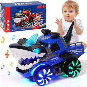 EPT Battery Powered Car Shark Monster Trucks Big Shark Car Lights Up Toy with Sounds Children Vehicle Monster Truck Toy