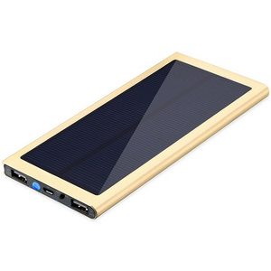 High quality aluminium casing super slim dual usb solar powerbank 8000mah solar charger for mobile phone