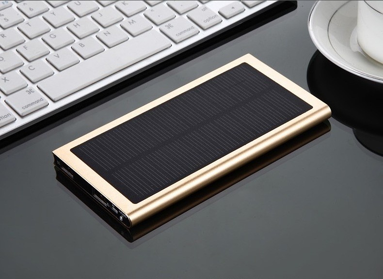 High quality aluminium casing super slim dual usb solar powerbank 8000mah solar charger for mobile phone