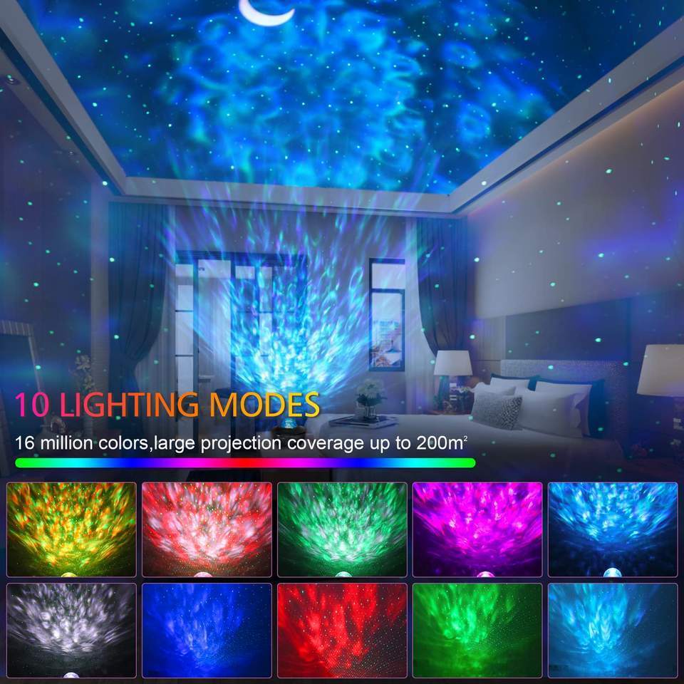 Smart Star Projector Lamp Children Bedroom Led Night Light Baby Lamp Rotating Star Lamp Speaker