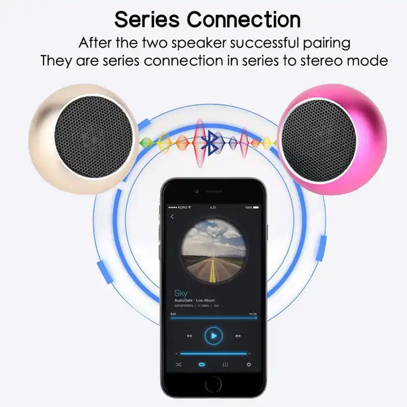 Professional Bass Metal Mini Portable Round Mobile Music Subwoofer Bocinas Bluetooth Speaker Wireless