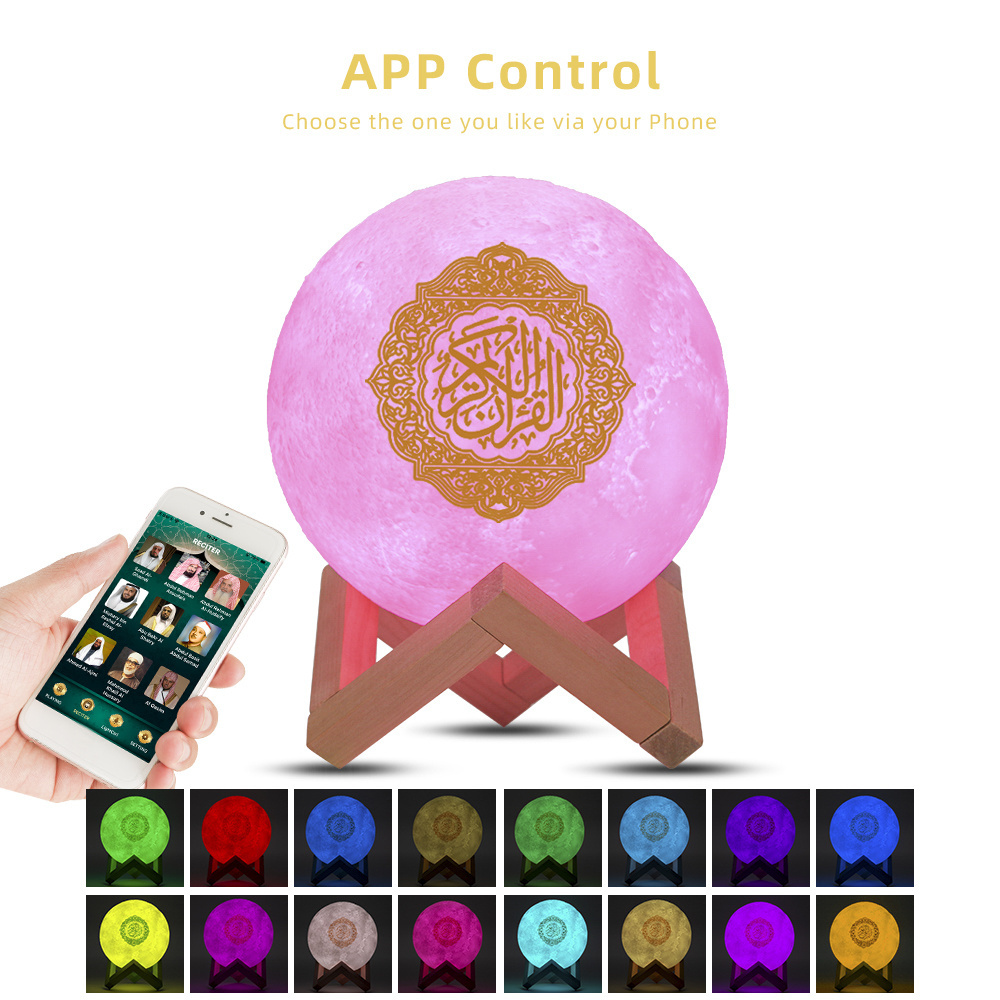 Blue tooth-compatible Speakers Wireless Muslim Night Light Quran BT speakers 3D Moon With APP control Speaekr Touch Lamp