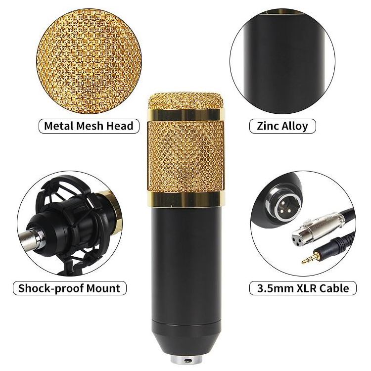 Bm 800 Microphone Studio Recording Kits Bm800 Condenser Microphone For Computer Phantom Power Karaoke Mic Sound Card