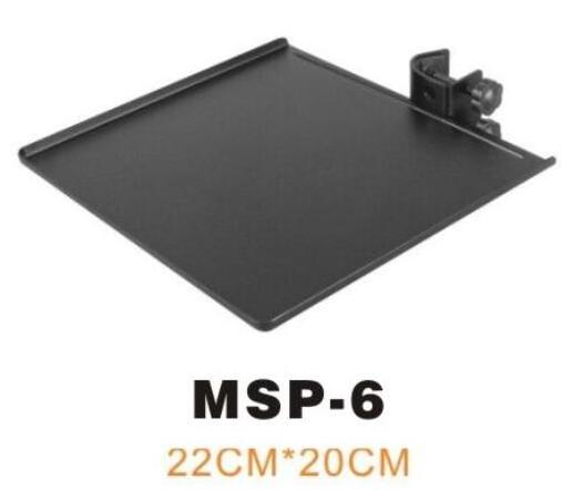 Microphone Stand Clamp-On Utility Surface Area Adjustable Mic Stand Tray 8.7 x 7.8 inch Clamp On Utility Shelf Stand (MSP-6)