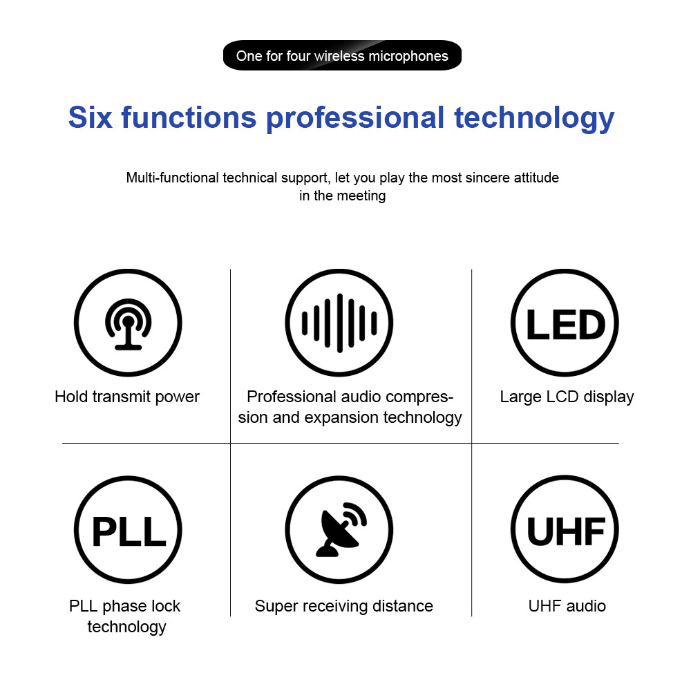 G-MARK X440meet UHF High Frequency Stable Transmission Four Channel Wireless Conference Microphone System