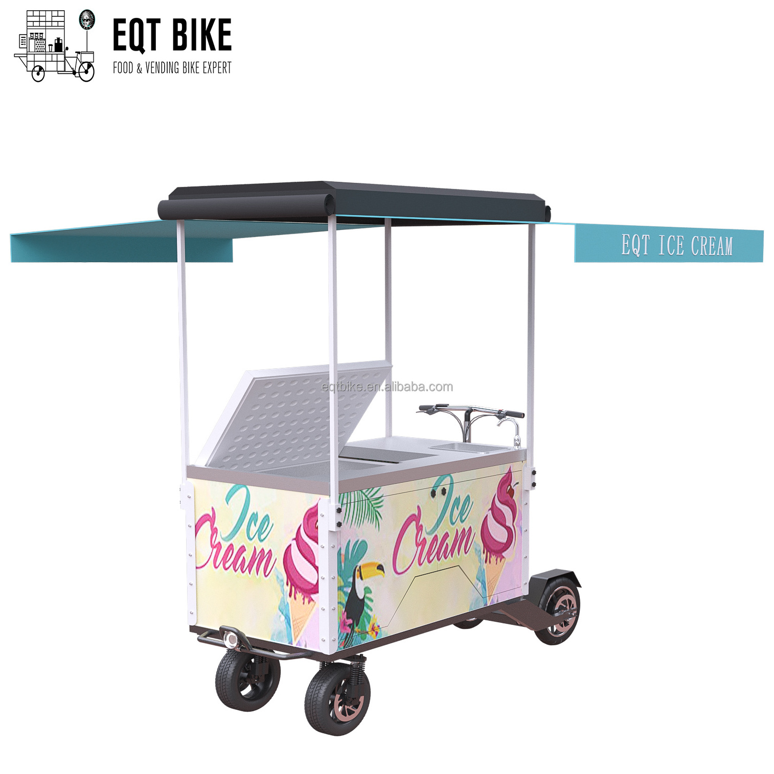 Mobile retail food e bike ice cream cart bike freezer solar for sale