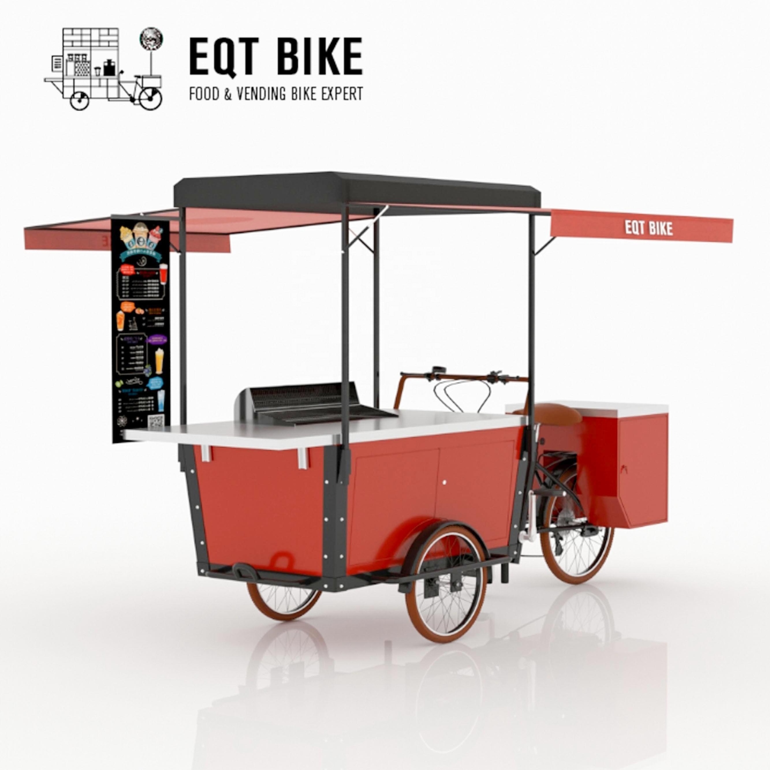 EQT enclosed mobile vending hot dog cart grill