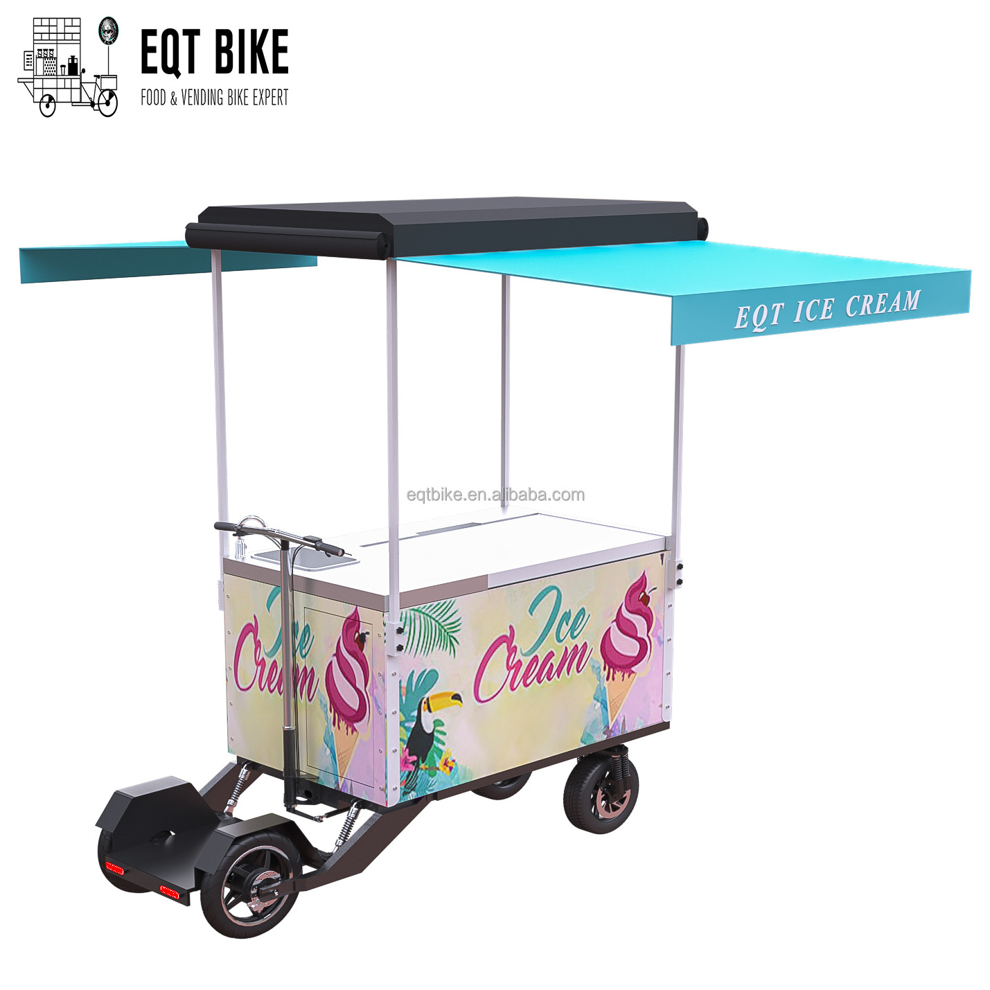 Mobile retail food e bike ice cream cart bike freezer solar for sale