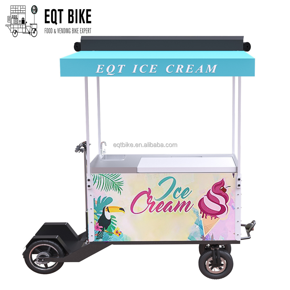 Mobile retail food e bike ice cream cart bike freezer solar for sale