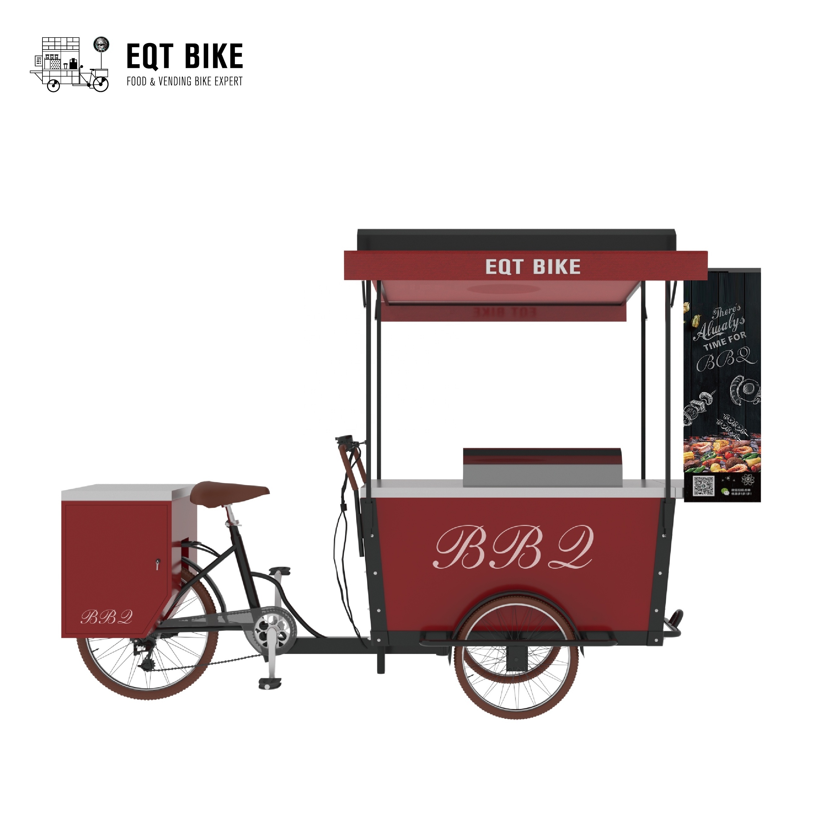 EQT enclosed mobile vending hot dog cart grill