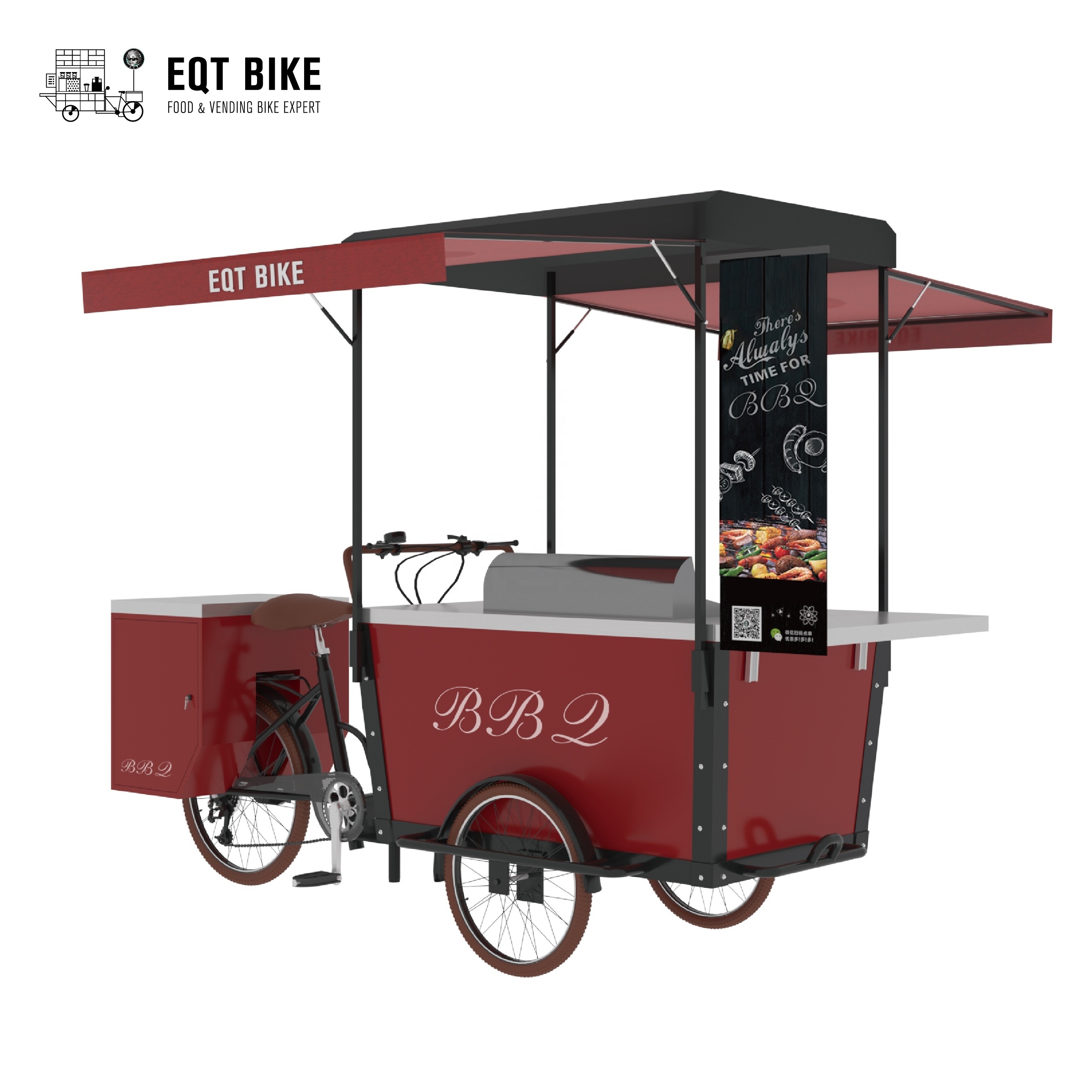 EQT enclosed mobile vending hot dog cart grill