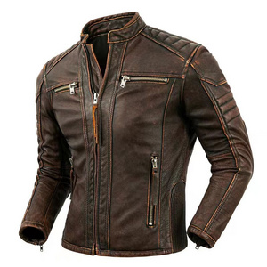 Pakistani Manufacturer Made Men Pure Leather Jacket New Fashion Style With Zipper Men Leather Jacket