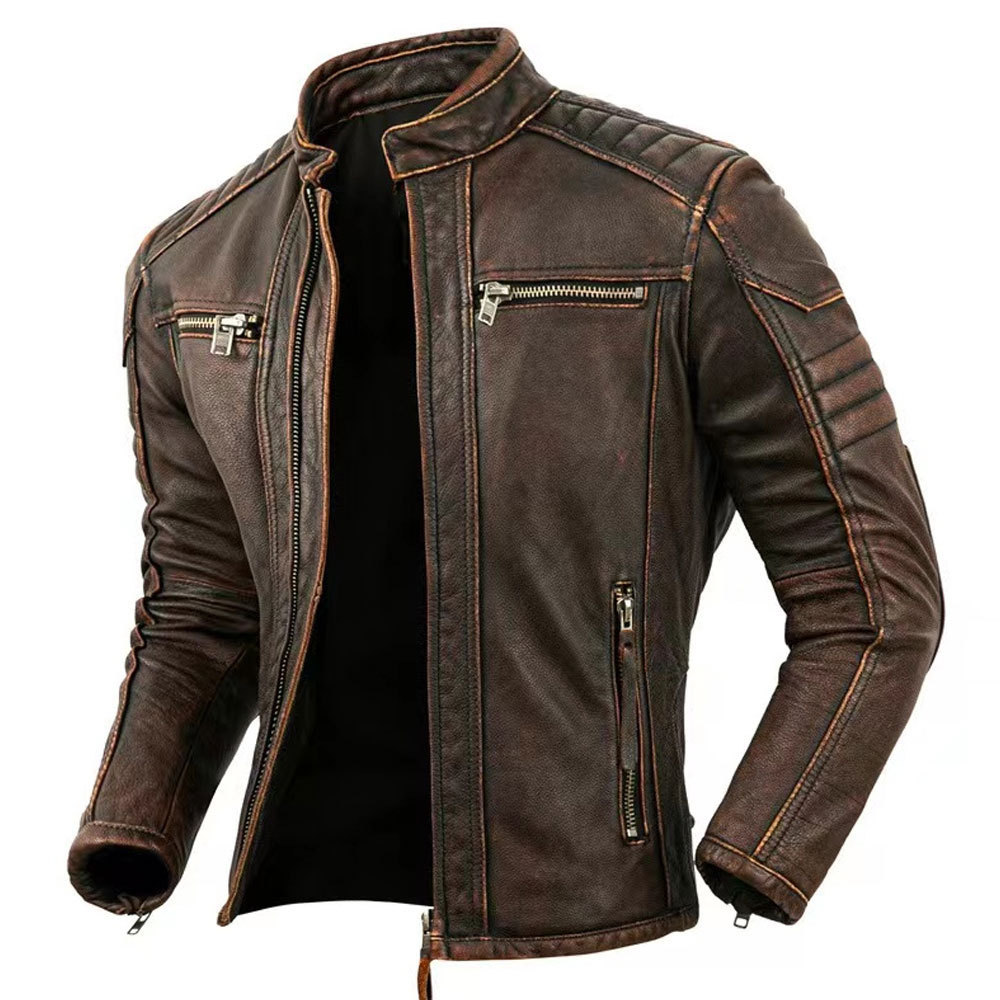 Pakistani Manufacturer Made Men Pure Leather Jacket New Fashion Style With Zipper Men Leather Jacket