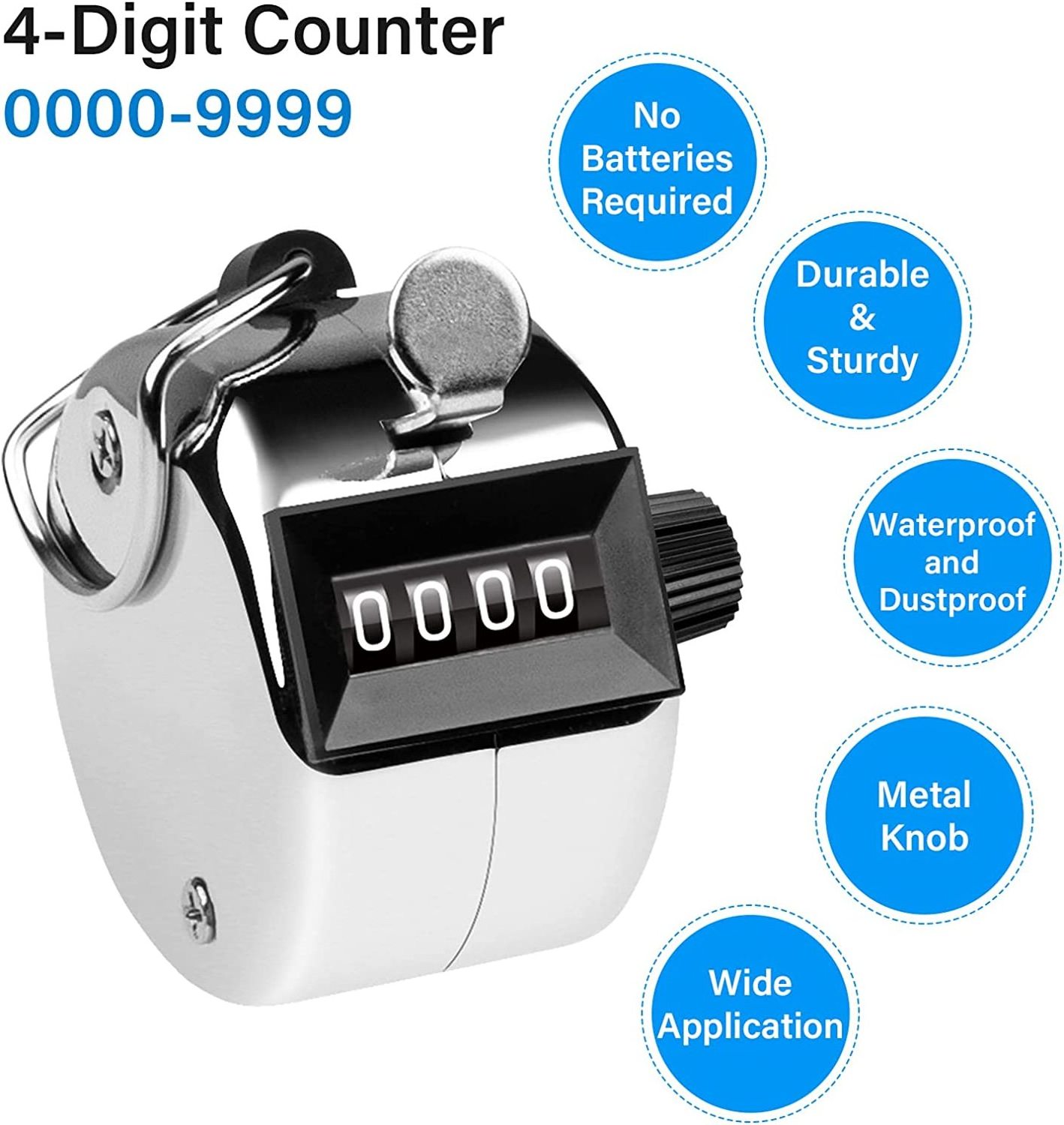 Metal Handheld Tally Counter 4-Digit Number Count Clicker Counter Clickers Pitch Counter