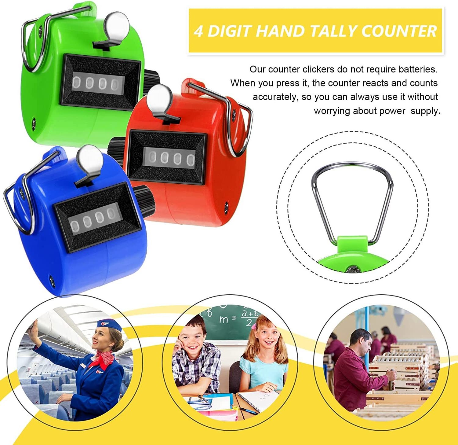 8 Color Hand Mechanical Tally Counter 4 Digit Number Clicker Digital Golf Clicker