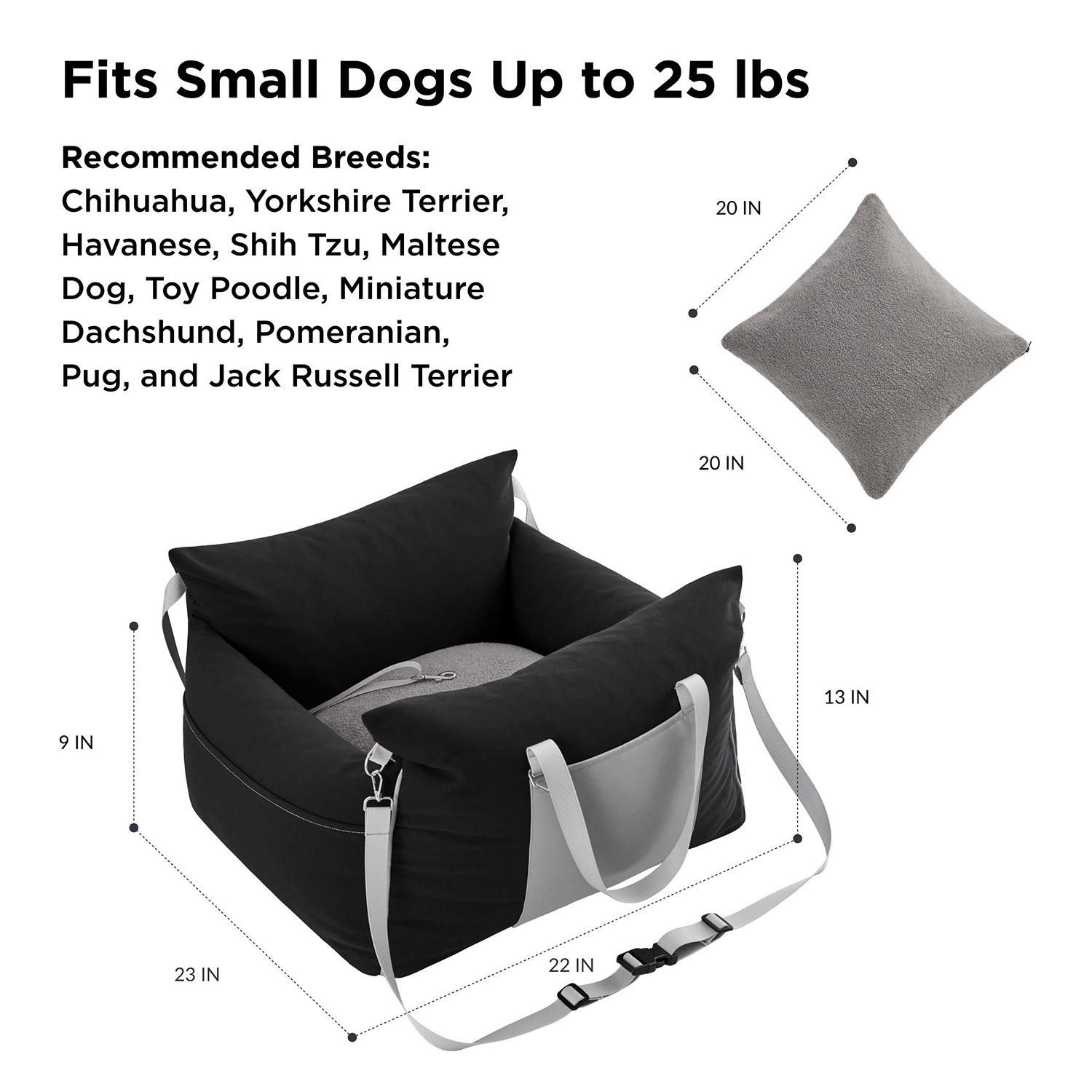 Pet carriers travel bag  Detachable Soft Dog   Booster Seat Dog Car Seat Portable Dog Car   Travel Carrier Bed For Front Seat